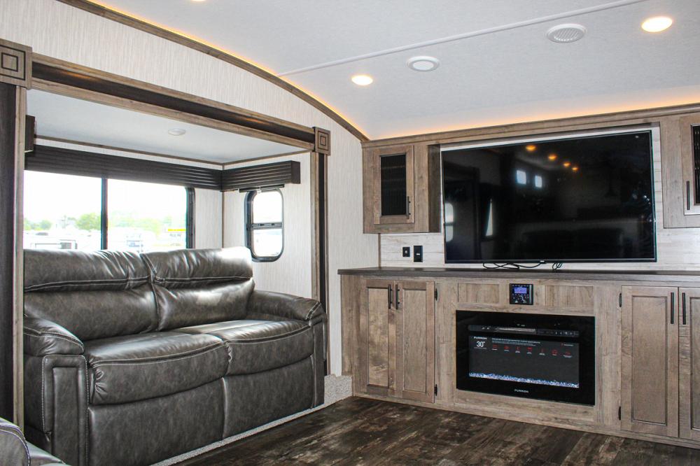 2021 Sabre 37FLH Front Living Room 5th Wheel with Outdoor Kitchen Shortest Front Living Room Fifth Wheel 2021